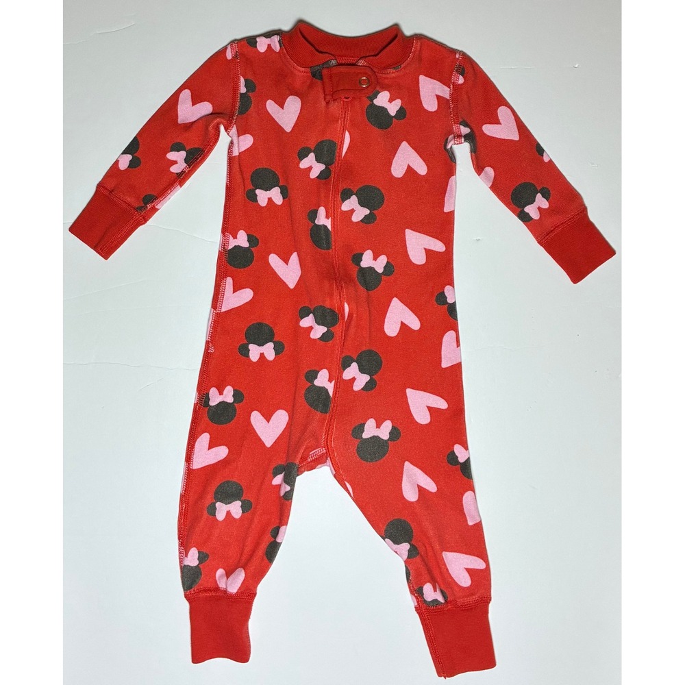 Hanna Andersson‎ Disney Minnie Mouse Hearts Organic Cotton Sleeper Red 6-12mo